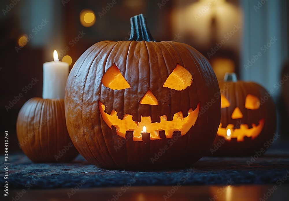 a pumpkin with candles inside
a pumpkin with candles inside