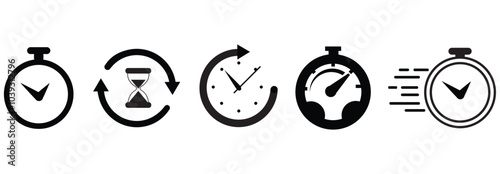 Timers icon set on white background countdown Timer vector illustration Stopwatch symbol.