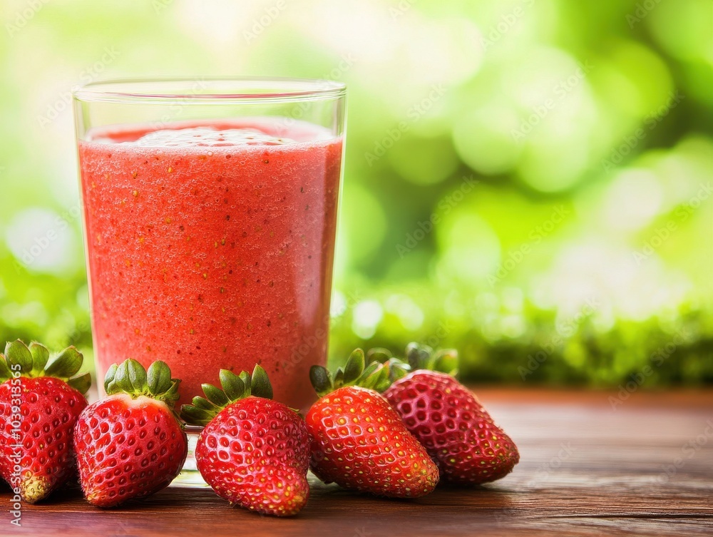 Fresh and vibrant strawberry smoothie served in a glass, perfect for a summer refreshment. Bursting with flavor and nutrients. Fresh and vibrant strawberry smoothie served in a glass, perfect for a summer refreshment. Bursting with flavor and nutrients.