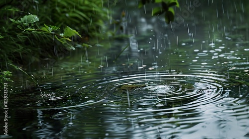 Rain Ripples on a Tranquil Pond