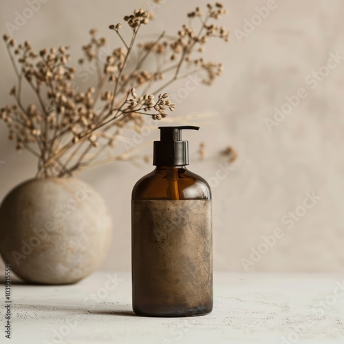 old cosmetic bottle,  do not show a concrete label, empty mock up label photo