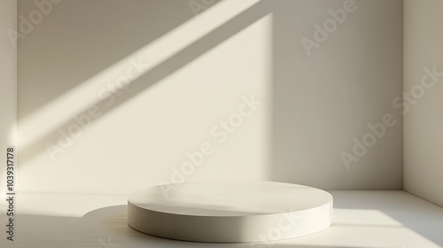 background with pedestal with sunlight from window 3d render