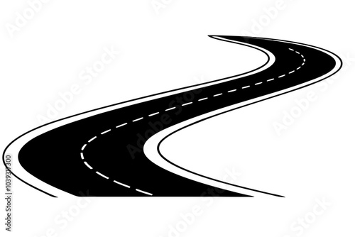 Curved road | isolated vector silhouette illustration on white background