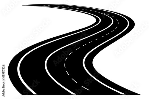 Curved road | isolated vector silhouette illustration on white background