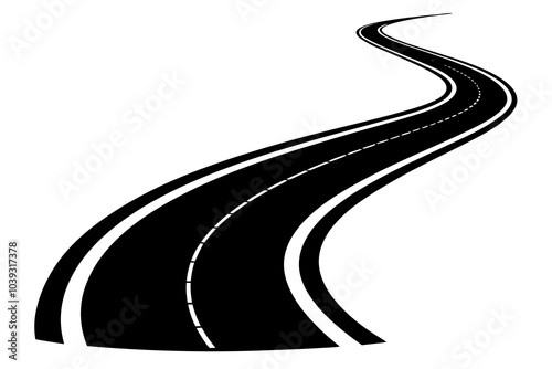 Curved road | isolated vector silhouette illustration on white background