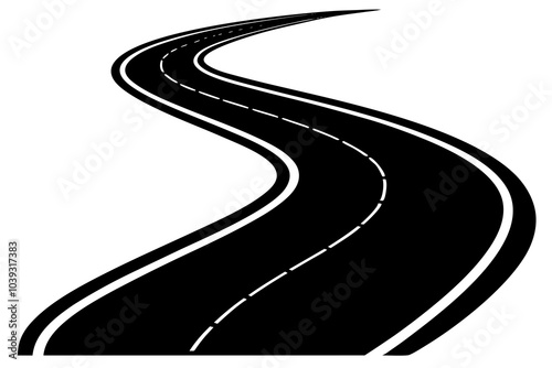 Curved road | isolated vector silhouette illustration on white background