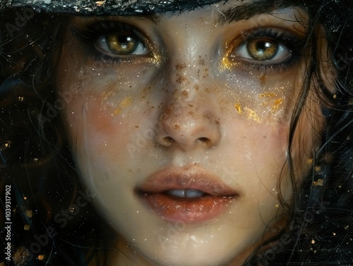 Golden Eyes: A Close-Up Portrait of a Woman