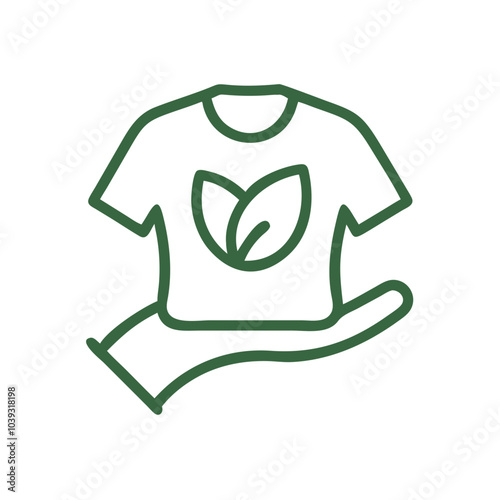 Eco-friendly t-shirt with green leaf design held in a hand