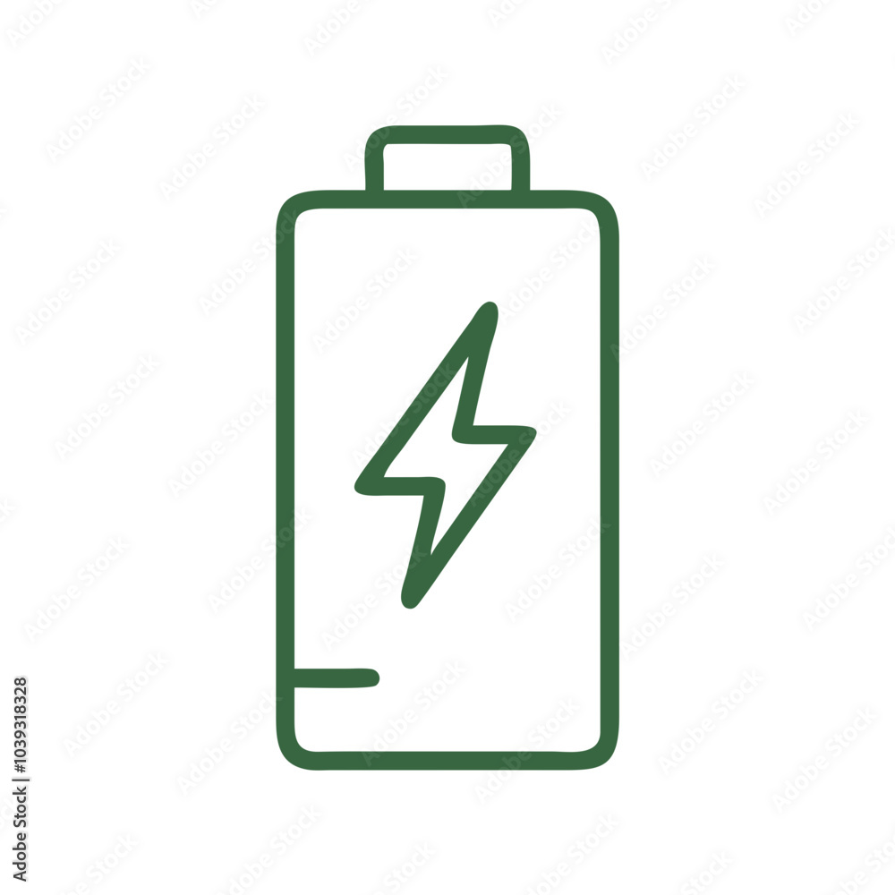Battery icon representing renewable energy and power storage concept Battery icon representing renewable energy and power storage concept