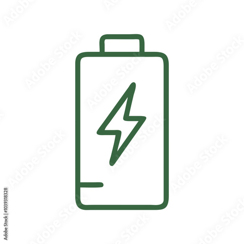 Battery icon representing renewable energy and power storage concept