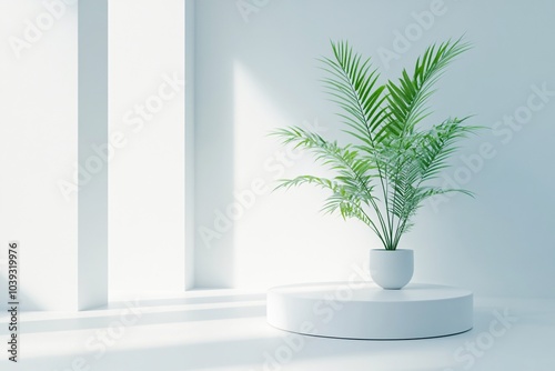 Minimalist Interior Design with Plant and Sunlight