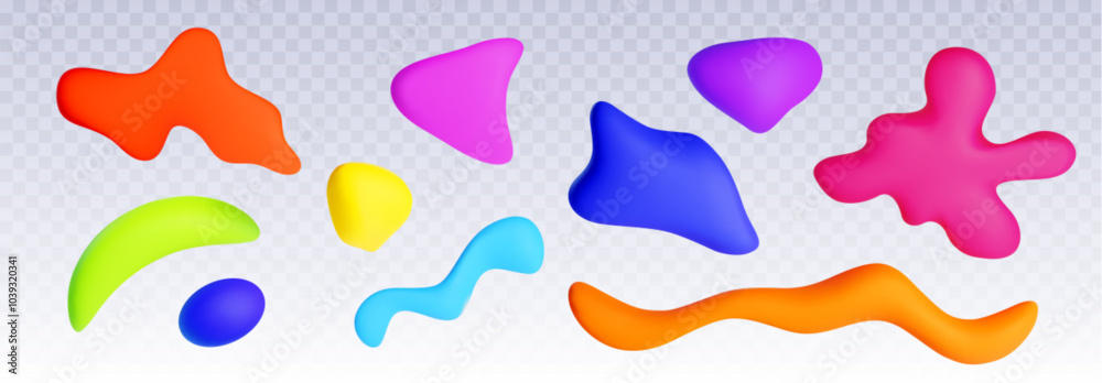 Plasticine clay shape vector. Craft art texture for kid play. Putty spot element isolated graphic. Abstract modeling dough toy for child. Sculpture material splodge set with vibrant color collection Plasticine clay shape vector. Craft art texture for kid play. Putty spot element isolated graphic. Abstract modeling dough toy for child. Sculpture material splodge set with vibrant color collection