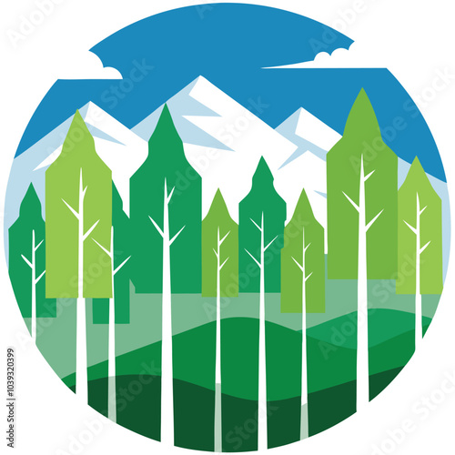 Elegant Aspen tree silhouette vector art illustration, perfect for eco-friendly branding, natural forest designs, and nature-themed creative projects. Suitable for prints and digital use.