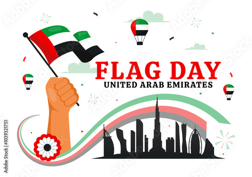 United Arab Emirates Flag Day Vector Illustration on 3rd November featuring National Flags and Decorative Ornaments in a Flat Style Cartoon Background