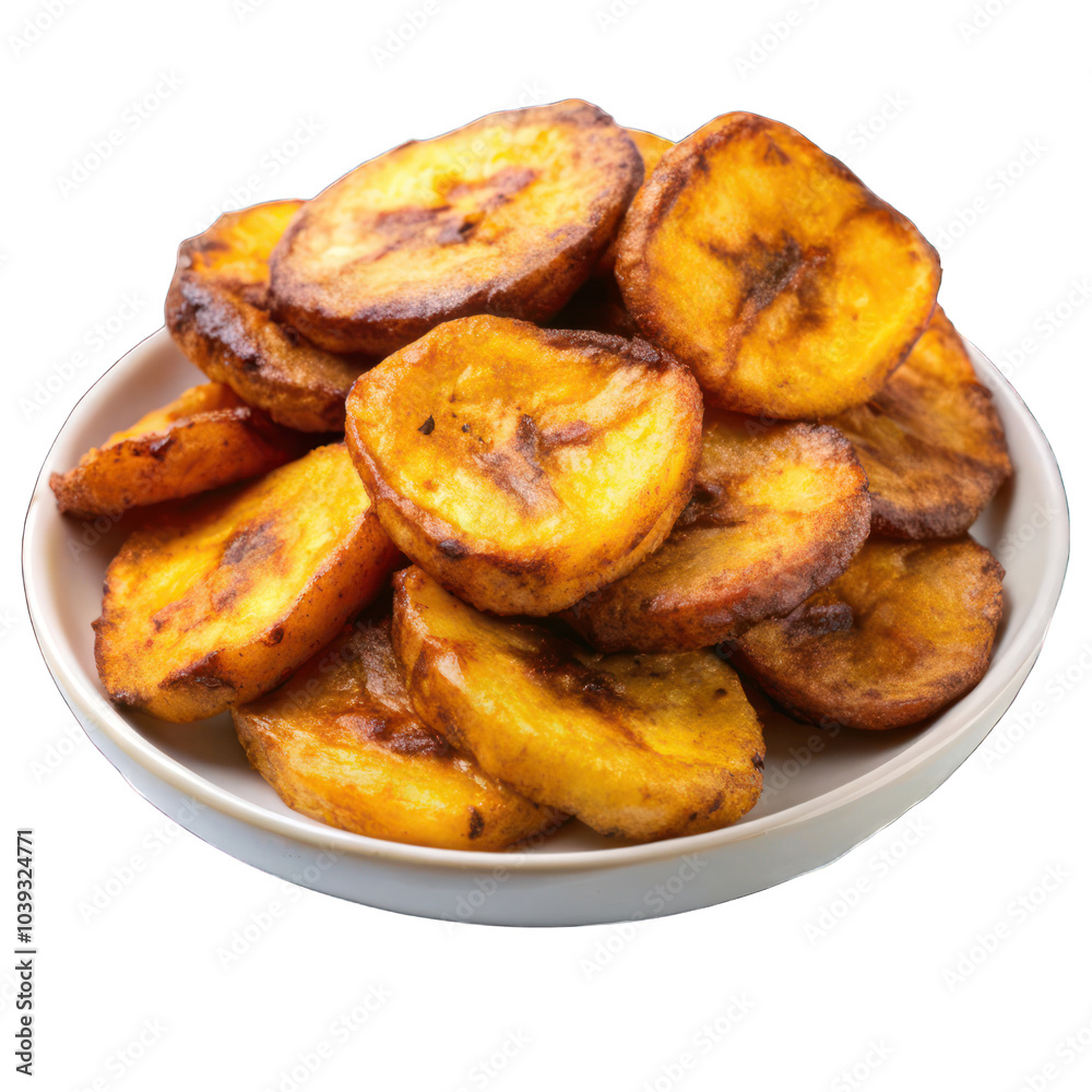 Fried plantains isolated on transparent background