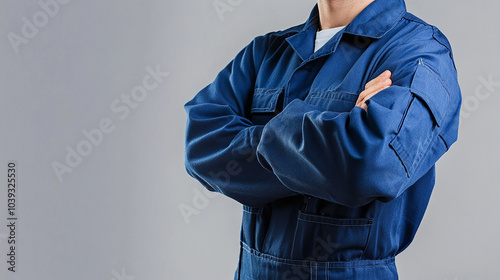Person in work clothes on a simple background