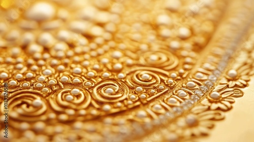 Close up of an intricately crafted antique jewelry piece featuring ornate golden filigree work showcasing the exceptional artisanship and luxurious design of this vintage inspired accessory