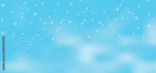 Winter background, snowflakes on a beautiful background, Christmas background for cards, snowfall. Snowy nature landscape