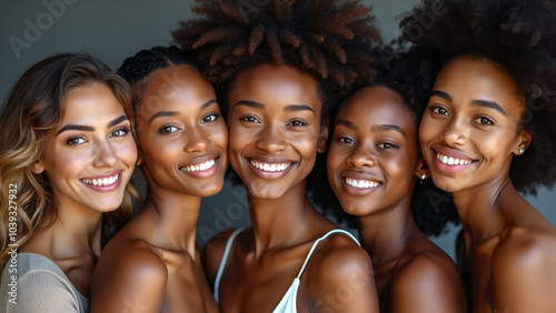 Smiling Young Multiracial Girls Posing Together, Celebrating Diversity and Friendship. 