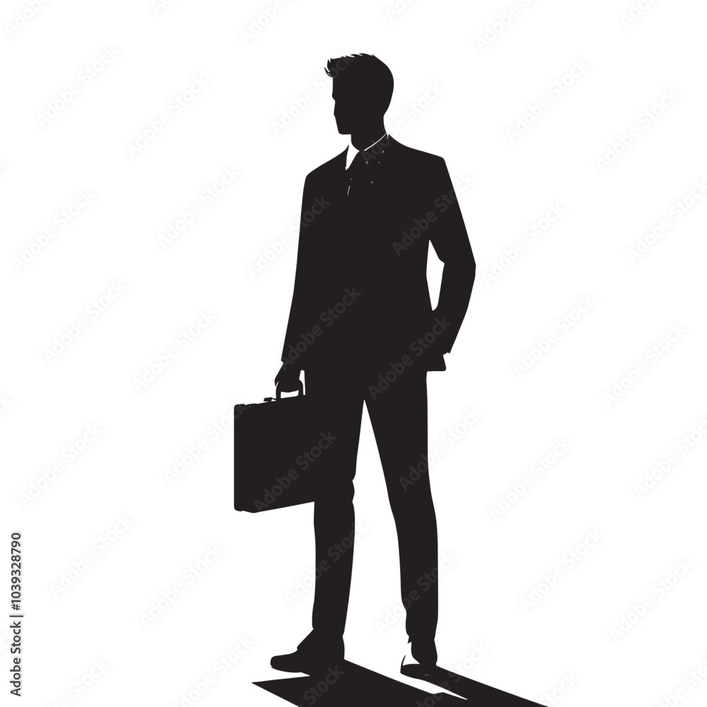 Silhouette of a businessman standing with briefcase. Silhouette of a businessman standing with briefcase.