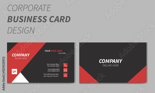 Corporate business card best design template for your company , creative and clean with black and red color  photo