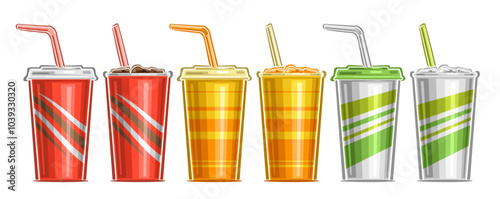 Vector Paper Cup set for Soft Drinks