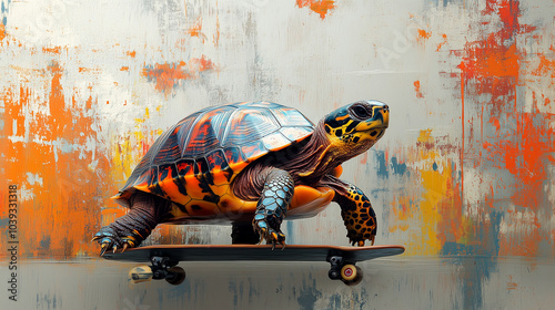 Turtle on skateboard photo