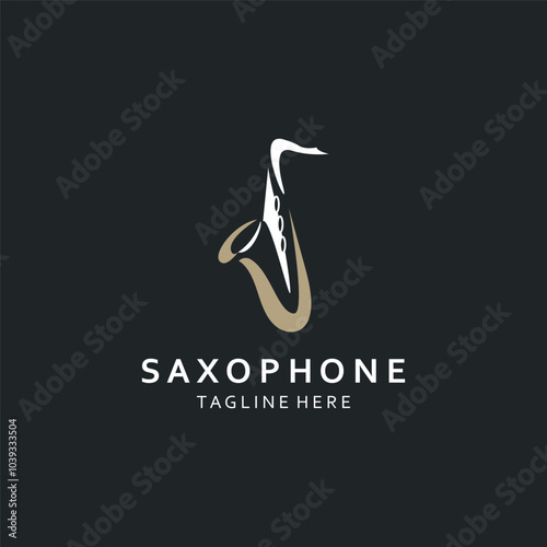 Wall Mural Saxophone music logo design simple modern and minimalist illustration