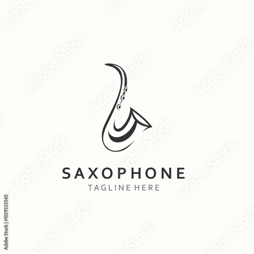 Saxophone music logo design simple modern and minimalist illustration