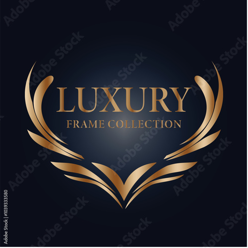 Simple abstract luxury brand logo with gold gradation color