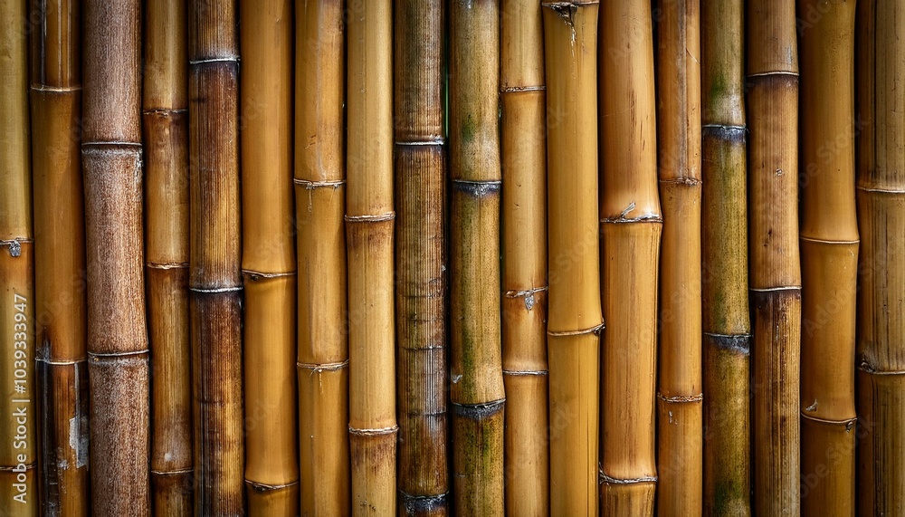 Fototapeta premium Wall made of natural bamboo stems