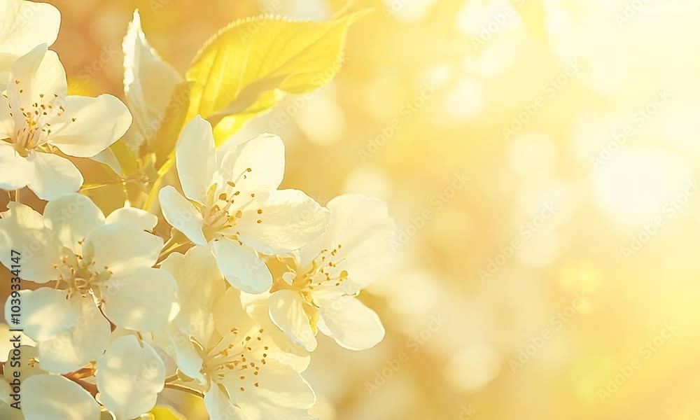 Close-up of delicate white blossoms on a branch with a soft focus background. Close-up of delicate white blossoms on a branch with a soft focus background.