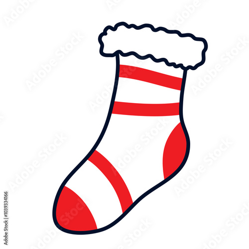 Vector image of Christmas socks icon on white background