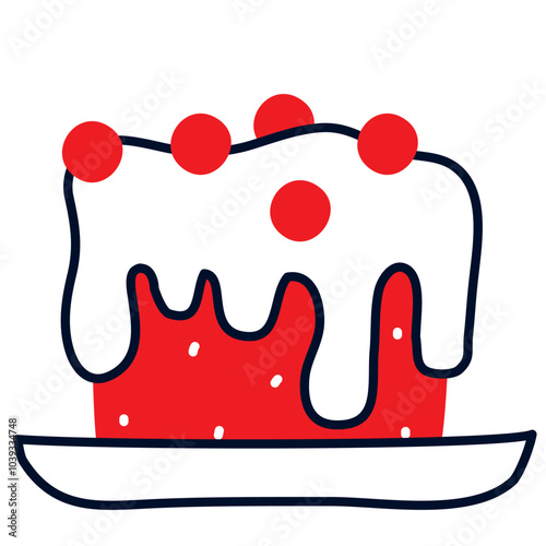 Vector image of a Christmas cake icon with a white background