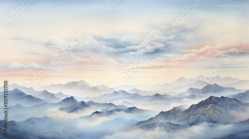  mountains landscape. landscape in watercolor style