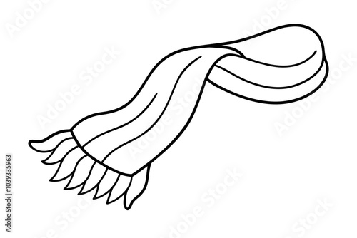 Warm winter scarf with fringe | isolated vector silhouette illustration on white background