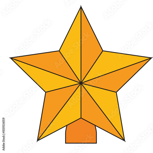 Vector image of a golden star icon with a white background