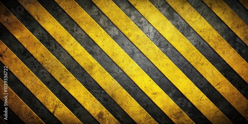 Background of black and yellow hazard stripes close-up photo