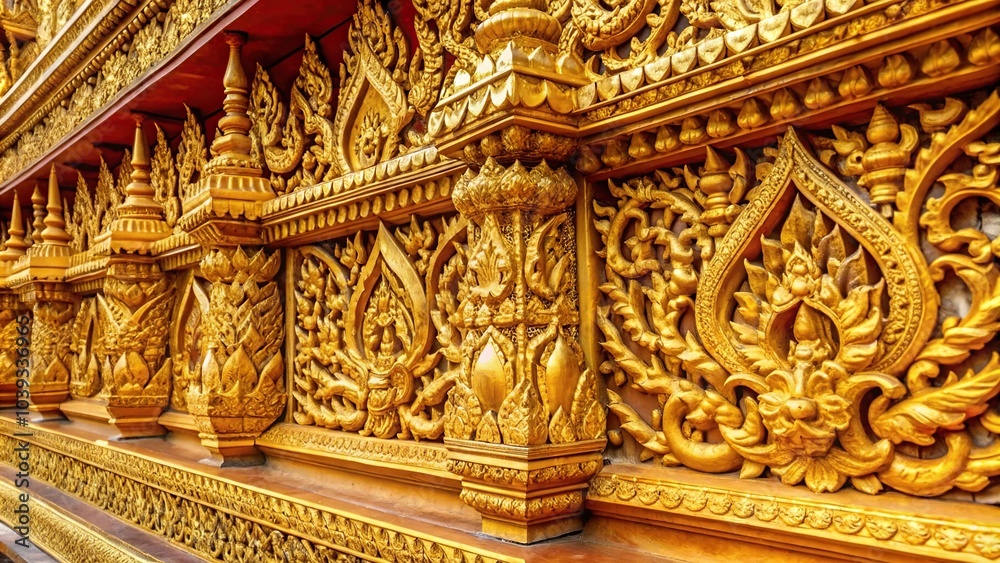Beautiful golden filigree patterns on ancient temple architecture, golden filigree, ancient architecture, intricate design Beautiful golden filigree patterns on ancient temple architecture, golden filigree, ancient architecture, intricate design