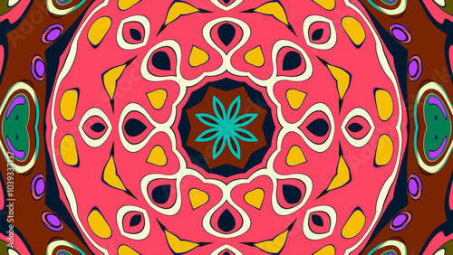 Photos Abstract colorful psychedelic mandala kaleidoscope background pattern for a summ