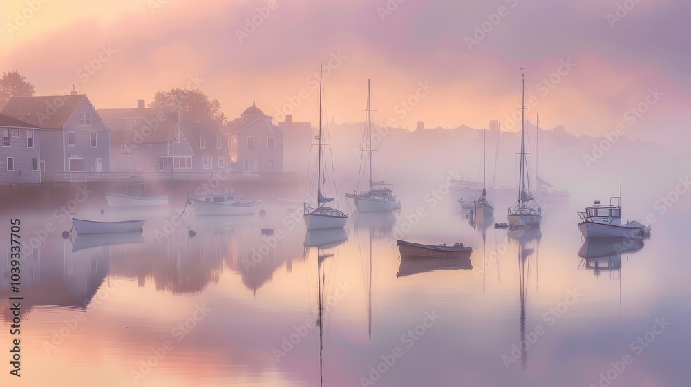 Serene Harbor Scene in Early Morning Light Serene Harbor Scene in Early Morning Light
