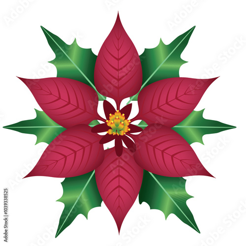 Christmas flower vector icon image with white background