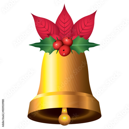 Golden bell vector icon image with white background