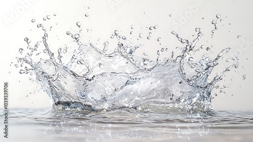 Water Splash Crown: A captivating image of a water splash frozen in time, creating a crown-like shape. The droplets shimmer with an ethereal beauty, suggesting purity and renewal. 