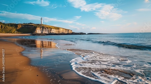 Wallpaper Mural Serene Coastal Beach Scene with Gentle Waves Torontodigital.ca
