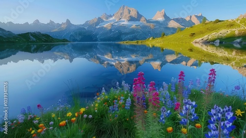 Serene Mountain Reflections in a Tranquil Landscape