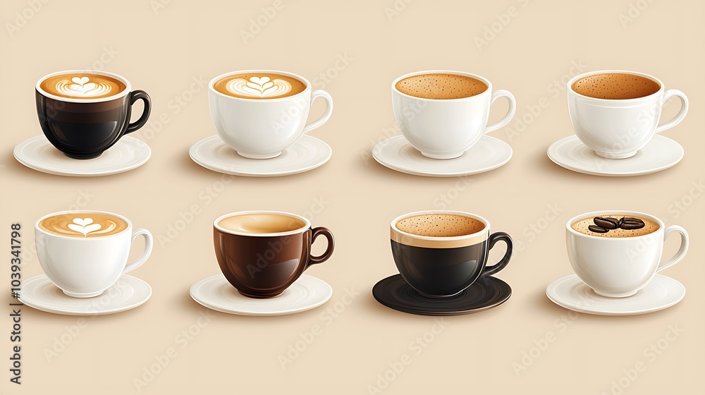 Coffee Collection: Eight Exquisite Cups of Coffee Coffee Collection: Eight Exquisite Cups of Coffee