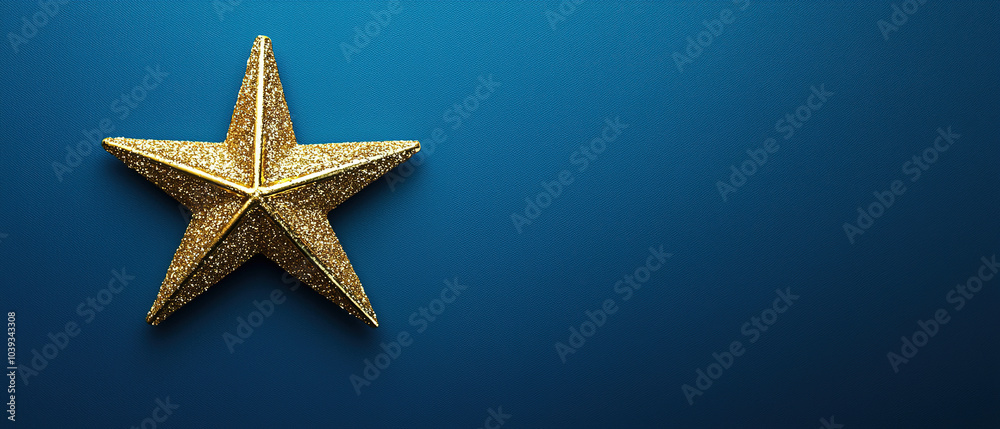 Obraz premium Plain background with Christmas star, top view with empty copy space 