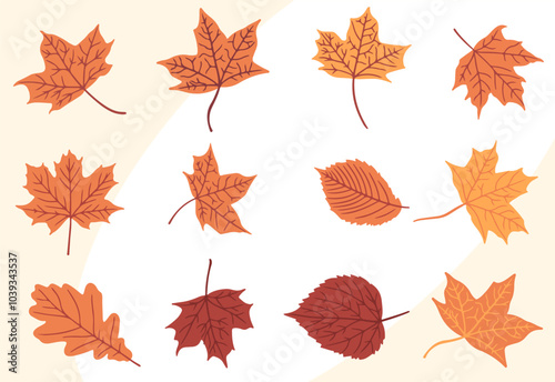 Wallpaper Mural Collection of autumn leaves flat design Torontodigital.ca