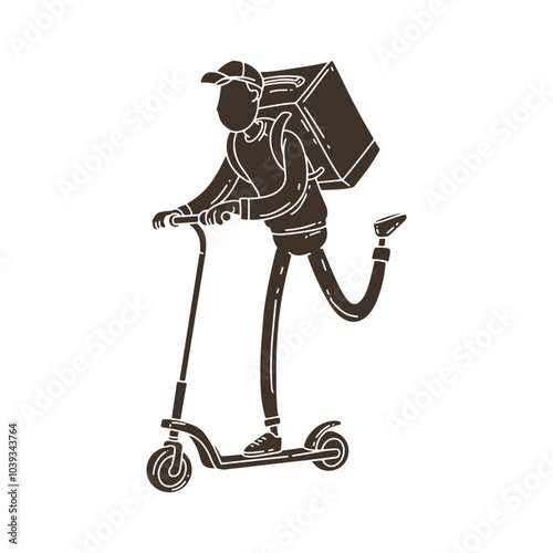 Wallpaper Mural Delivery man on scooter vector illustration Torontodigital.ca